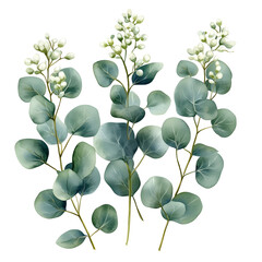 Obraz premium Watercolor Eucalyptus in a clipart style, with a white background