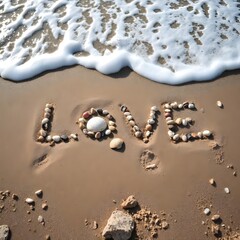 Love Written in the Sand with Shells
