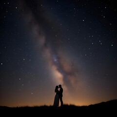 Fototapeta premium Two Lovers Under Starry Sky