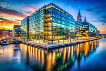 Fototapeta premium Copenhagen Stock Exchange, OMX Building, April 2024, High Depth of Field Photography