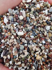 Hands Full of Nature's Treasures: A Celebration of Earth's Vibrant Diversity Through Tiny Pebbles.
