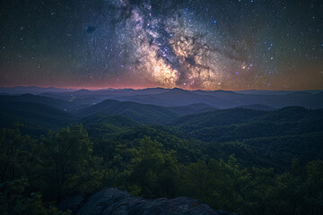 Stunning night sky with the Milky Way stretching across a starry backdrop. Ideal for nature and astronomy themes.