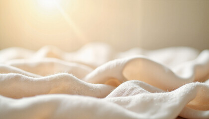Soft fabric texture illuminated by warm sunlight with a dreamy atmosphere