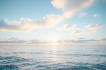 Fototapeta premium Calm Ocean with Gentle Waves Under Drifting Clouds