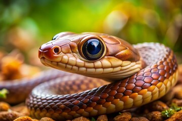 Obraz premium Cute Brown Snake Long Exposure Pet Photography, Adorable Serpent, Reptile Long Exposure Image