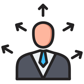 businessman with arrows pointing different directions clip art preview