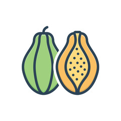 Color illustration icon for papaya