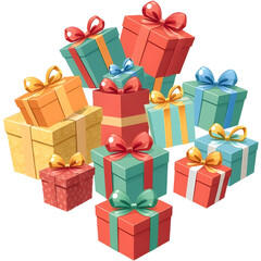 Fototapeta premium Christmas gifts illustration. png isolated background. transparent background.