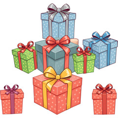 Fototapeta premium Christmas gifts illustration. png isolated background. transparent background.