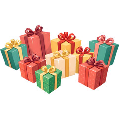 Christmas gifts illustration. png isolated background. transparent background.