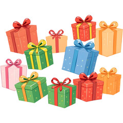 Christmas gifts illustration. png isolated background. transparent background.