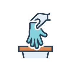 Color illustration icon for discard used gloves
