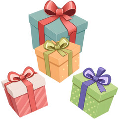 Fototapeta premium Christmas gifts illustration. png isolated background. transparent background.