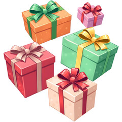 Obraz premium Christmas gifts illustration. png isolated background. transparent background.