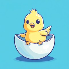 Cute Chick Breaking Out of Shell 