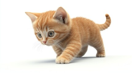 Obraz premium A cute orange tabby kitten walks towards the camera.