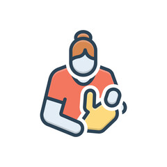 Color illustration icon for mother