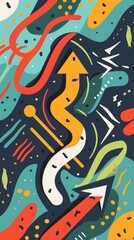 Quirky Zigzag Line Design for Spring or Coil Inspired Wallpaper Generative AI