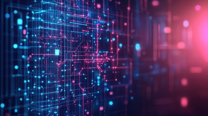 Fluid motion lines intersecting with glowing circuits creating abstract digital aesthetics selective focus surreal blend mode futuristic laboratory backdrop