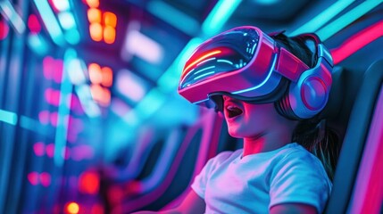 Digital theme park ride with VR enhancements, thrilling virtual attractions and dynamic movement