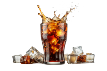 cola with ice cubes