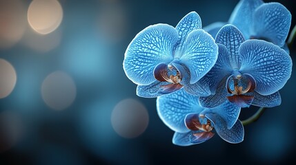 Elegant Blue Orchids Against A Dark Background