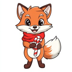 Obraz premium Cute Christmas Fox Cartoon Character