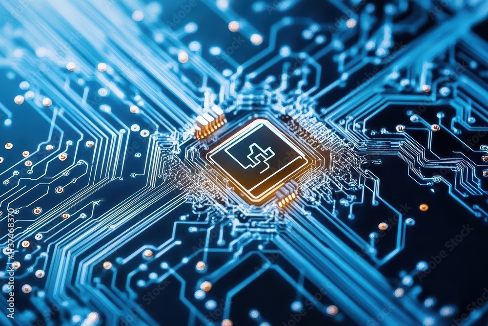 Aufkleber Advanced machine learning detecting cyber threats in blockchain networks top view illustrating decentralized security futuristic tone Analogous Color Scheme