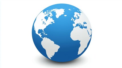 Fototapeta premium Blue and white spinning earth globe isolated on white background