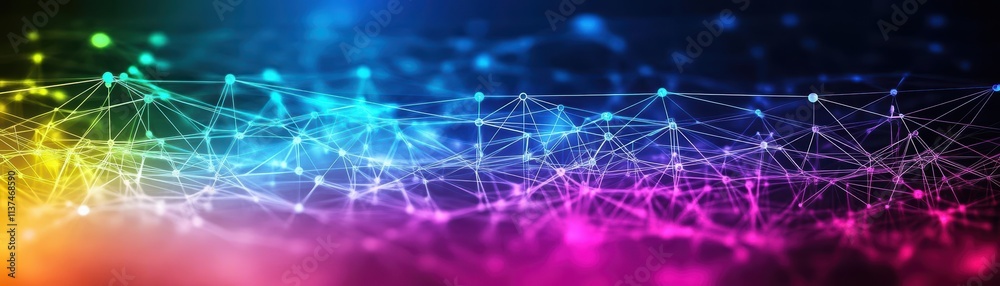 Aufkleber abstract network of nodes and lines representing cloud infrastructure, vibrant colors, geometric pat