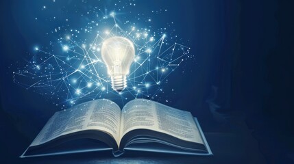 Book of knowledge, Glowing Lightbulb, Inspiration