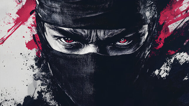 ancient ninja face that looks angry and very scary