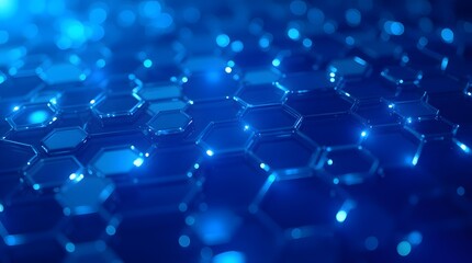 Glowing Blue Hexagonal Grid: Abstract Tech Background. Futuristic, digital, and sleek design.