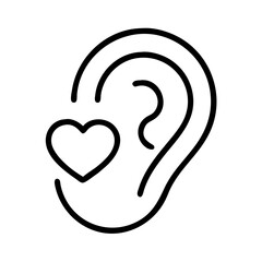 ear with heart listening support icon