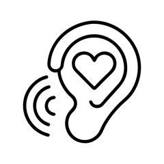 ear with heart listening support icon