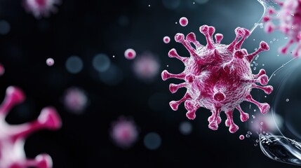 Obraz premium Close-up of a virus illustration on a dark background.