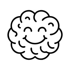smiling brain icon icon, mental health day line art, mental health day icon - simple black line art icon of smiling brain icon, for mental health day celebrations. mental health day vector art.