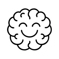 smiling brain icon icon, mental health day line art, mental health day icon - simple black line art icon of smiling brain icon, for mental health day celebrations. mental health day vector art.