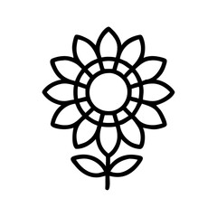 sunflower icon, mental health day line art, mental health day icon - simple black line art icon of sunflower, for mental health day celebrations. mental health day vector art.