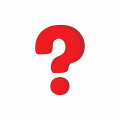 A simple, bold, red question mark graphic against a plain white backdrop.