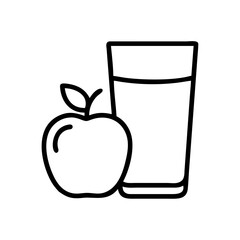 glass of apple cider icon, thanksgiving line art, thanksgiving icon - simple black line art icon of glass of apple cider, for thanksgiving celebrations. thanksgiving vector art.