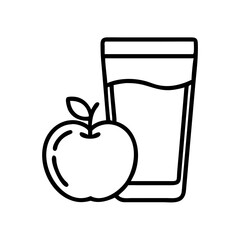 glass of apple cider icon, thanksgiving line art, thanksgiving icon - simple black line art icon of glass of apple cider, for thanksgiving celebrations. thanksgiving vector art.