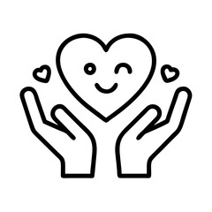 grateful heart icon icon, mental health day line art, mental health day icon - simple black line art icon of grateful heart icon, for mental health day celebrations. mental health day vector art.