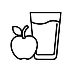 glass of apple cider icon, thanksgiving line art, thanksgiving icon - simple black line art icon of glass of apple cider, for thanksgiving celebrations. thanksgiving vector art.