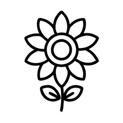 sunflower icon, mental health day line art, mental health day icon - simple black line art icon of sunflower, for mental health day celebrations. mental health day vector art.