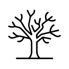 tree with bare branches icon, thanksgiving line art, thanksgiving icon - simple black line art icon of tree with bare branches, for thanksgiving celebrations. thanksgiving vector art.