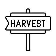 wooden sign with harvest icon, thanksgiving line art, thanksgiving icon - simple black line art icon of wooden sign with harvest, for thanksgiving celebrations. thanksgiving vector art.