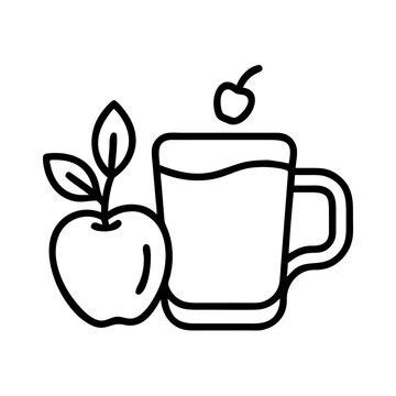 recommend clip art: warm apple cider icon, thanksgiving line art, thanksgiving icon - simple black line art icon of warm apple cider, for thanksgiving celebrations. thanksgiving vector art.