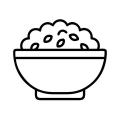 bowl of grains icon, vegan day line art, vegan day icon - simple black line art icon of bowl of grains, for vegan day celebrations. vegan day vector art.