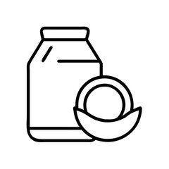 coconut milk icon, vegan day line art, vegan day icon - simple black line art icon of coconut milk, for vegan day celebrations. vegan day vector art.